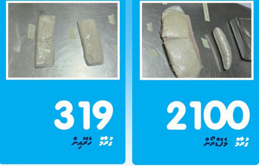 ރާއްޖެ އެތެރެކުރަން އުޅުނު 2.4 ކިލޯގެ މަސްތުވާތަކެތި އަތުލައިގެންފި