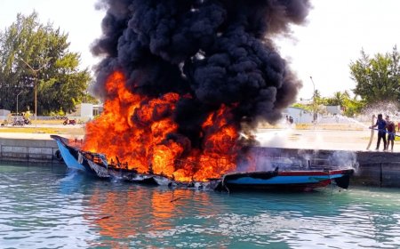 ވިލިފުށީ ފަޅުތެރޭގައި އޮތް ތެޔޮ ދޯންޏެއްގައި އަލިފާން ރޯވެ, ދެ މީހުން ފިހިއްޖެ