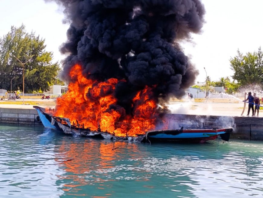 ވިލިފުށީ ފަޅުތެރޭގައި އޮތް ތެޔޮ ދޯންޏެއްގައި އަލިފާން ރޯވެ, ދެ މީހުން ފިހިއްޖެ