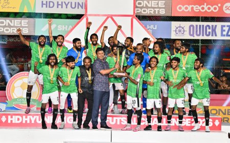 ގޯލްޑަން ފުޓްސަލް ޗެލެންޖް 2026 ގެ ފައިނަލް މެޗާއި ނިންމުމުގެ ރަސްމިއްޔާތު ރައީސުލްޖުމްހޫރިއްޔާގެ ނައިބު ޝަރަފުވެރިކޮށްދެއްވައިފި