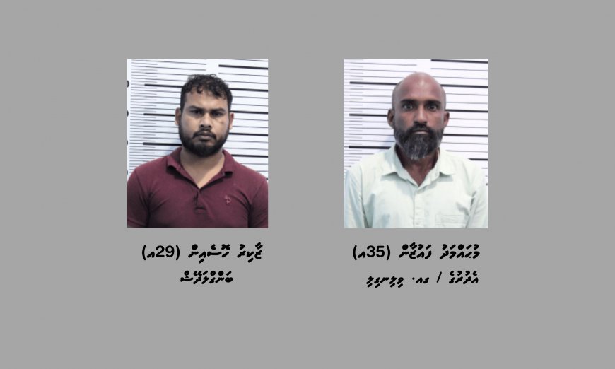 ކިލޯއަކަށްވުރެ ގިނަ މަސްތުވާތަކެއްޗާއެކު މާލެއިން ދެ މީހަކު ހައްޔަރުކޮށްފި