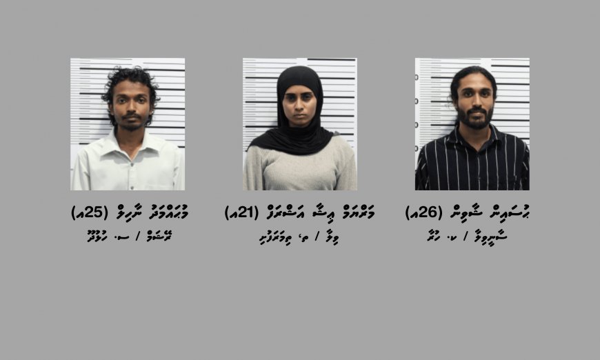 ގިނަ އަދަދެއްގެ މަސްތުވާތަކެއްޗާއެކު މާލެއިން ތިން މީހަކު ހައްޔަރުކޮށްފި